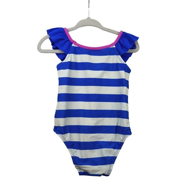 BabyGap Girls Ruffle Strap‎ Blue & White Striped Swimsuit 12-18 Months - Picture 2 of 6